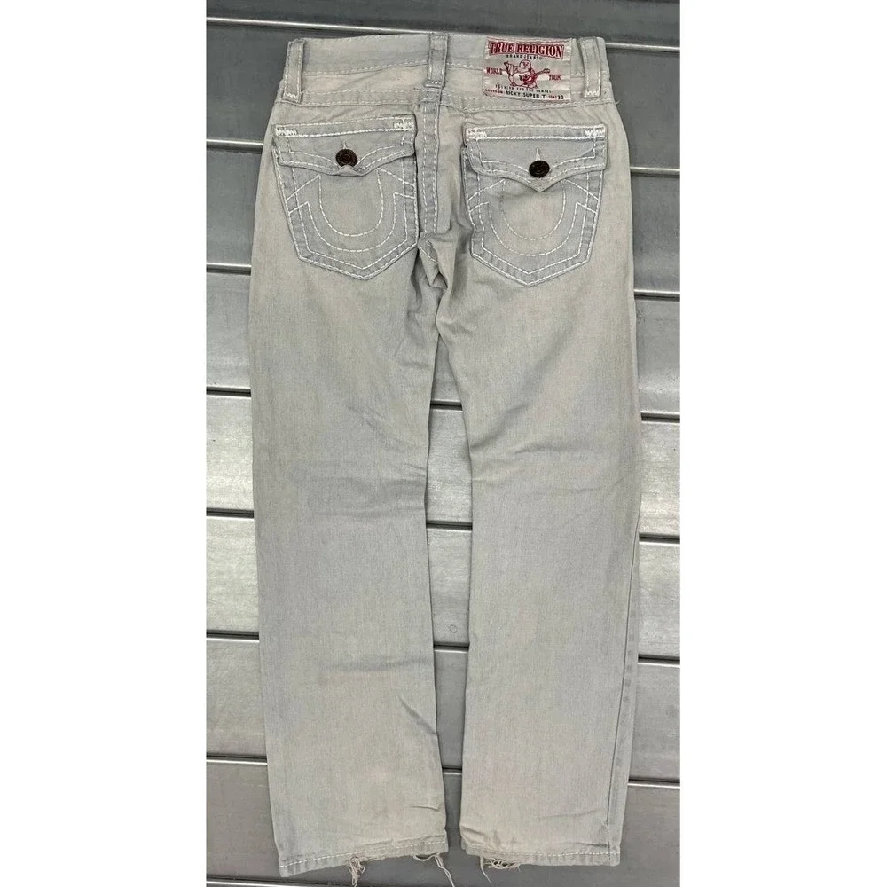 True Religion Ricky Super T Denim Jeans Mens 30x31‎ Light Wash Distressed Y2K